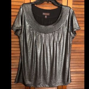 Dana Buchman Size L Silver Metallic Top